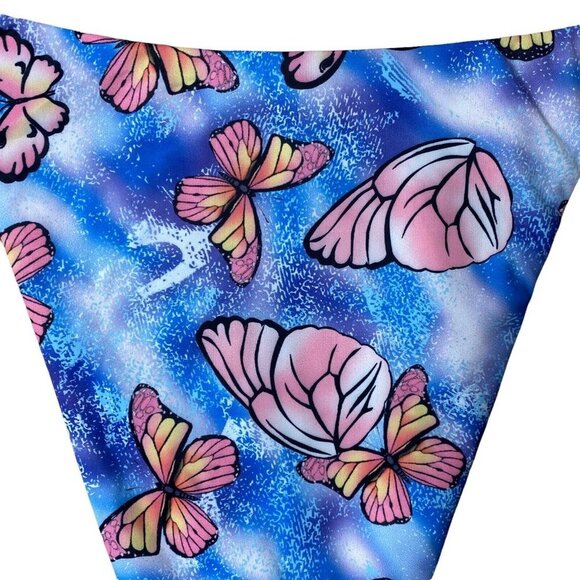 Superdown Makenna Butterfly Cheeky Blue 90s Inspired Bikini Swim Bottoms Size M - Picture 8 of 9